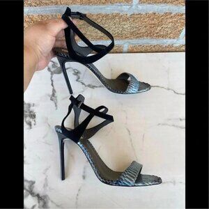 Reed Krakoff Snake and Suede Harness Sandal391/2 9.5